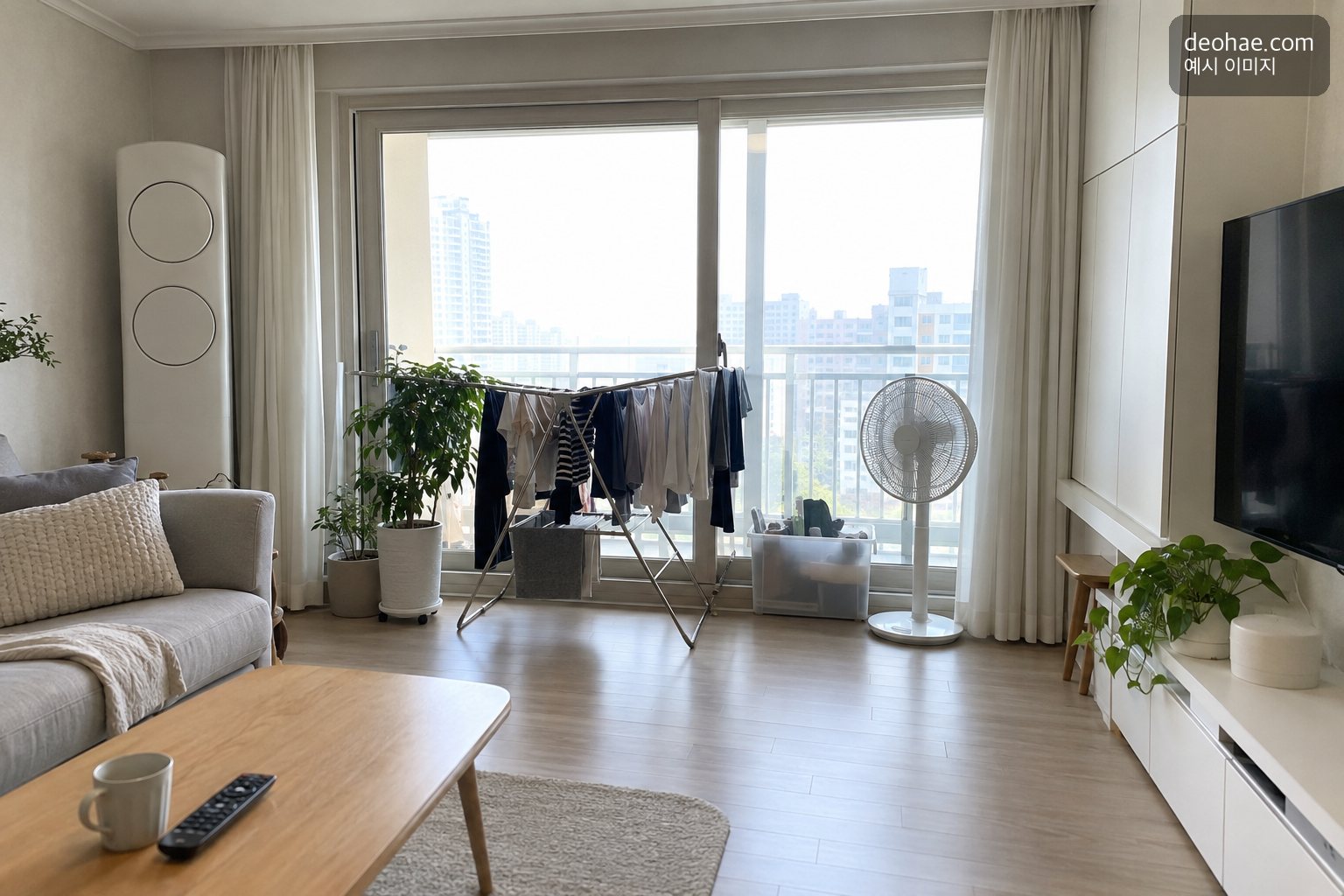 정리 전 — 발코니 창가