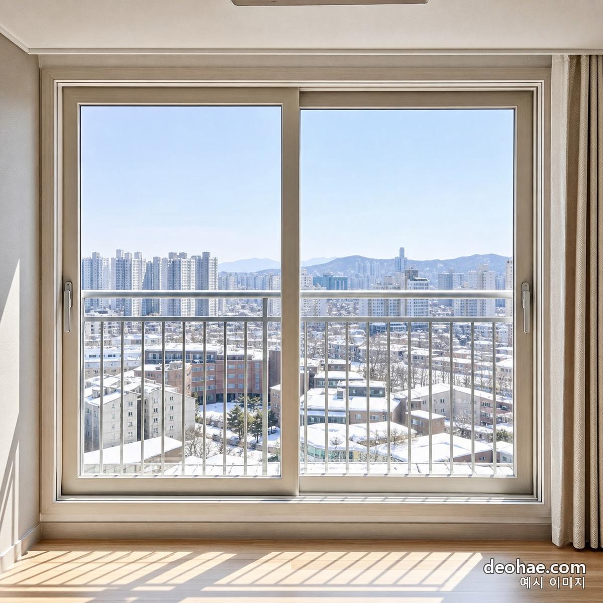 결로 없이 맑게 닦인 겨울 창문