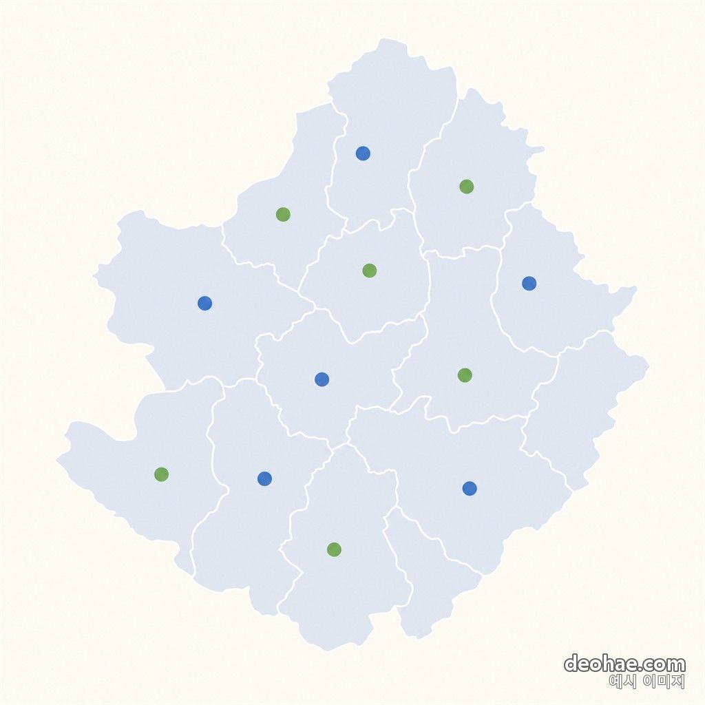 지도에 표시한 서비스 지역 안내